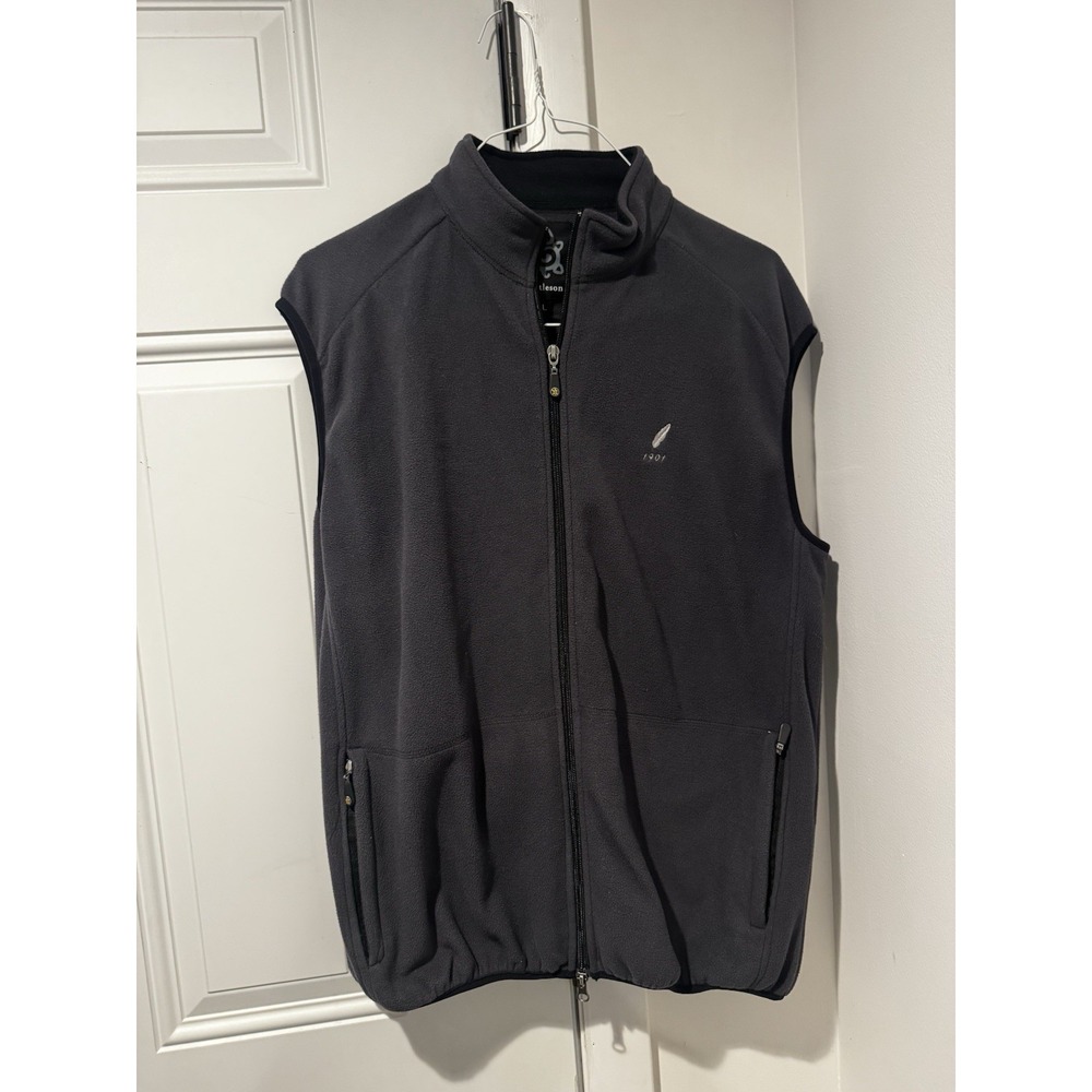 Turtleson Men's Dark Grey Fleece Vest Siwanoy‎ Country Club Logo L Bronxville NY